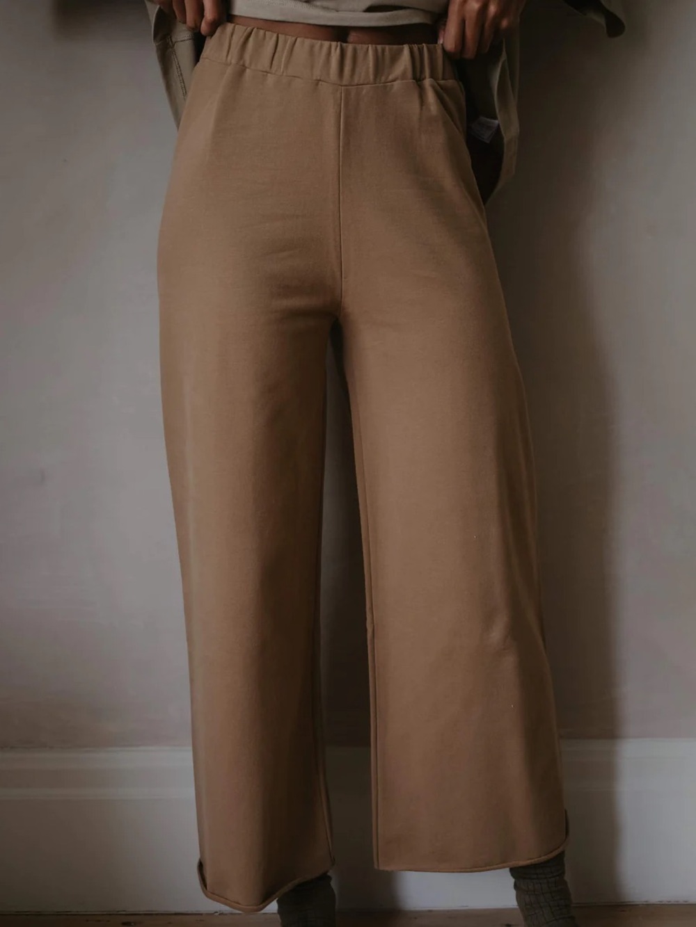 The Simple Folk Wide-Leg Pull-On Pants in Tan